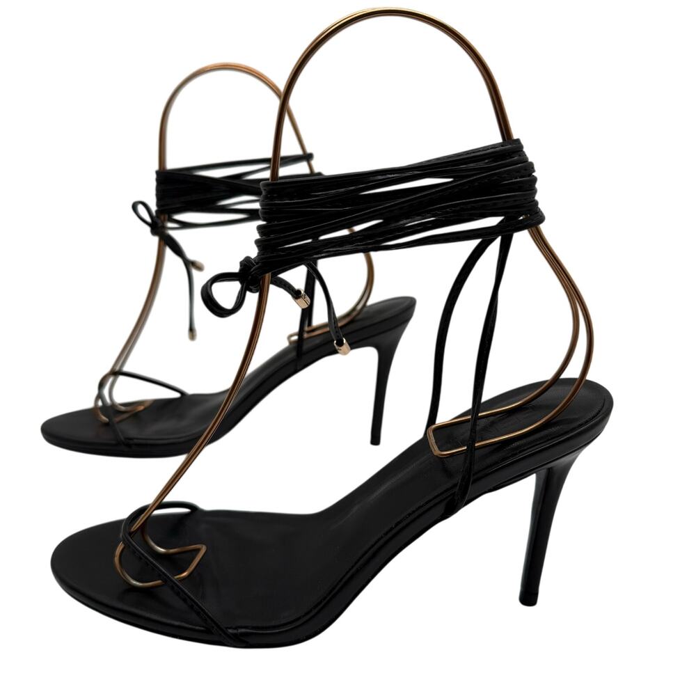 Femme LA Barely There 3.0 Lace Up Strappy Heels Womens Sz 37 EU Black